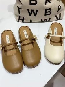[Free Shipping] Soft-soled closed-toe slip-on sandals for women 2025 new spring/summer flat beach slip-on lazy shoes