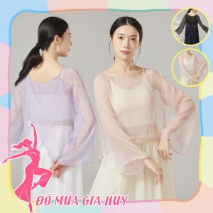 Áo múa cổ trang form rộng lưng đắp vạt xéo vải ánh kim áo múa đương đại MA35