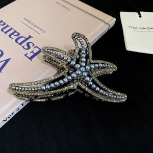 Jepit Rambut Logam Mutiara 11.3cm Elegant Retro PREMIUM Glitter Starfish Hair Claw Clip HCM051