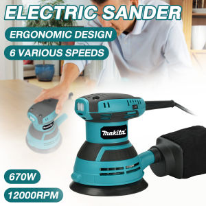 Makita 670W 6-Speed Orbital Sander 0-12000RPM 80% Dust Collection for Wood Metal Wall 220V