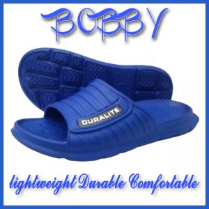 Duralite Bobby Mens Lightweight and Waterproof non-slip rubber Flipflops (Black and Blue)