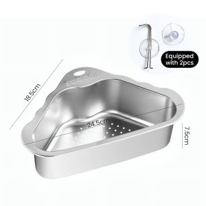 Nipiin 304 Stainless Steel Triangle Sink Strainer Basket Food Residue Filter Fruit Vegetable Drainer Basket
