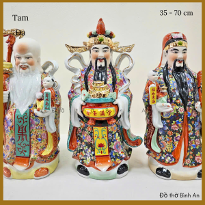 (Bộ) Tam Đa Phúc-Lộc-Thọ Gốm sứ Bát Tràng cao cấp Thịnh vượng - Đồ thờ Bình An - Decor Phong thủy
