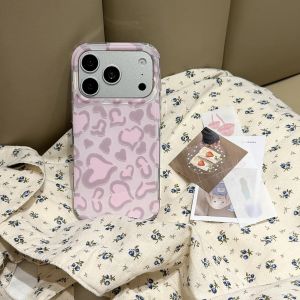 Semi Transparent Light Pink Gradient Outline Heart Full Print Phone Case for iPhone 17 16 15 14 11 12 13 Pro Max Plus Back Cover