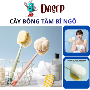 Cây Bông Tắm Chà Lưng 2 Mặt BÍ NGÔ 35cm Cán Dài Lông Mềm Đa Năng Cho Người Lớn