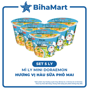 [SET 5 LY] - ACECOOK - Mì ly mini Doraemon hương vị Hàu Sữa Phô Mai (48g/ly) - Mì ly trẻ em - Mì Doremon bổ sung canxi