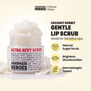 Handmade Heroes Coconut Sorbet Lip Scrub 30g Exfoliates Dead Skin Moisturising Dry Chapped Lips Natural Sugar Scrub Lips