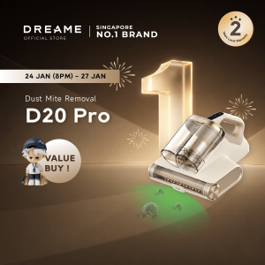 【NEW】Dreame D20 Pro Dust Mite Vacuum | 55°C Heating | Hot Air Dehumidification | High Frequency Flapping | 99.9% UV Lights