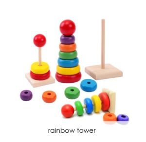 SNI Mainan Ring Donat Susun Anak Bayi Balita Bahan Kayu Edukasi Puzzle Tower Donut (S-09)
