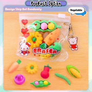 [Little B House] 4pcs 3D Mini Eraser Fruits Desserts Dinosaurs Vegetables Cakes Rubber Stationery 橡皮擦 Pemadam - ST24