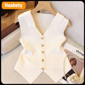 【2-3 ngày giao hàng】 Pháp khí v-cổ đơn ngực không tay mỏng dệt kim vest cho phụ nữ