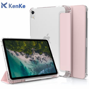 KENKE iPad case Three-fold transparent frosted hard shell With pencil slot (left side) for iPad 10th generation ipad mini 6 ipad 2022 M2 pro 11 ipad mini 5 ipad 7 8 9 gen 2020 ipad gen 5th 6th ipad Air 4 air 5 case 2021 smart case