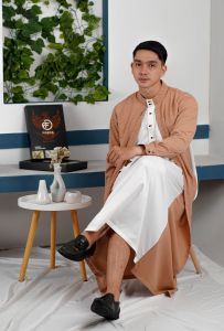 Fobdg Jubah Gamis Al-Jabbar Motif Embos Batik Miring Lengan Panjang tersedia 3 warna