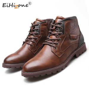 EsHi Men Boots Spring Winter Boot American Style Vintage Fashion Shoes for Man Big Sizes 39-48 Martin Boots with Side Zipper