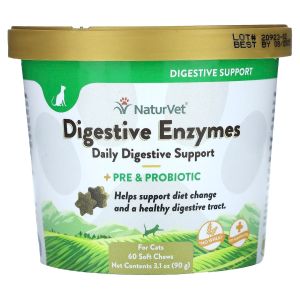 NaturVet Digestive Enzymes Plus Pre and Probiotic for dogs and cats 70 Soft Chews / 114g / 228g / Scoopables