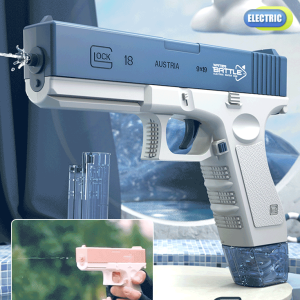 ของเล่นปืนฉีดน้ำไฟฟ้ากันน้ำ เทคโนโลยีสีดำ ปืนฉีดน้ำระเบิดอัตโนมัติทรงพลังแรงดันสูงสำหรับการต่อสู้ทางน้ำ