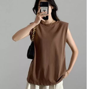 Muuv-It Loose Round Neck Women Vest Strap Wide Sleeve Top Outdoor Wear Inner Match Spring Summer