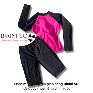 Sét đồ bơi nữ kín đáo tay dài phối quần lửng đủ màu đồ bơi học sinh đi bơi đi biển tiện lợi đẹp BIKINI SG