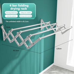 1M-2M 3/4/5 Bar Stainless Steel Retractable Wall Mounted Clothes Hanger Ampaian Baju Outdoor Hanger Retractable Drying Rack