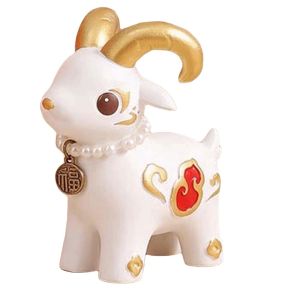 BLACKON Chất liệu nhựa resin Tượng cừu nhỏ Màu sắc rực rỡ. Sừng Vàng Đồ trang trí năm mới Đồ chơi nhỏ xinh mang không khí lễ hội. Sơn thân thiện với môi trường. Tượng động vật theo 12 con giáp. Máy tính để bàn văn phòng