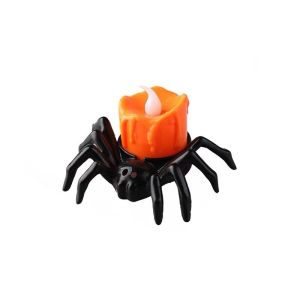 Horror Spider LED Night Light Scary Halloween Decoration Warm Candle Lamp Table Prop Spider Ornament for Party Bar Home Haunted House Gift Decor