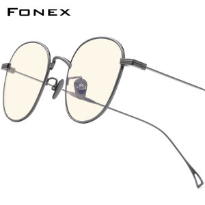 FONEX Titanium Anti Blue Light Glasses Women Brand Design Vintage Retro Round Antiblue Blocking Eyeglasses Men 8554AB