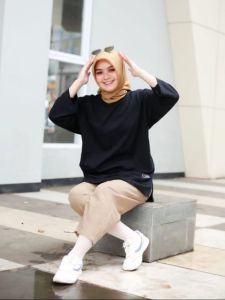 Kaos wanita oversize hitam polos forever motif terlaris baju atasan oversize cewek terbaru