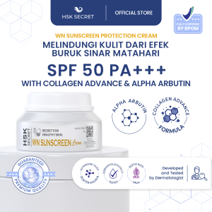 HSK Secret WN Sunscreen SPF 50 PA+++ - Daily Sunscreen / Sunblock Mencerahkan dan Melembapkan dengan Alpha Arbutin Lecithin & Collagen