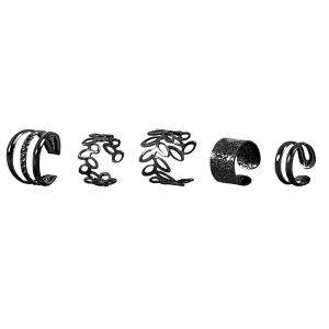 YOCKY Rỗng Kẹp bông tai Dạng chữ C Quà tặng Con gái Không xỏ lỗ Bông tai phong cách Hàn Quốc Kẹp vành tai Bộ bông tai Lá Ear Cuff