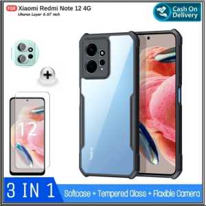 PAKET 3IN1 SOFT CASE REDMI NOTE 12 4G 12 PRO 5G 10 10 PRO MAX FREE TG LAYAR DAN CAMERA