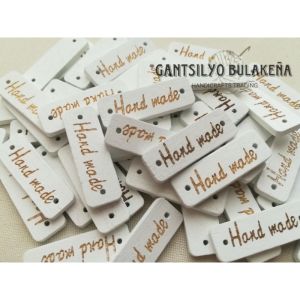 Wooden Handmade Tag 3.05cm x 1cm | Engraved “Hand Made” Label for Crochet Bags Purses Blankets & Crafts