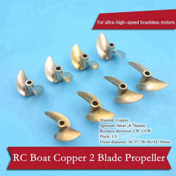 RC Boat 2-Blade Propeller 36-45mm Prop Brass Pitch Hole