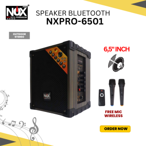 SPEAKER BLUETOOTH NIXNOX PREMIUM PRO NX-6501 + FREE WIRELESS MIC || 65 INCH DOUBLE SPEAKER FULLBASS