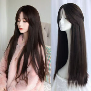 Wigs for Woman Long Hair Natural Full Head Wig Black Long Straight Hair Natural Split Bangs
