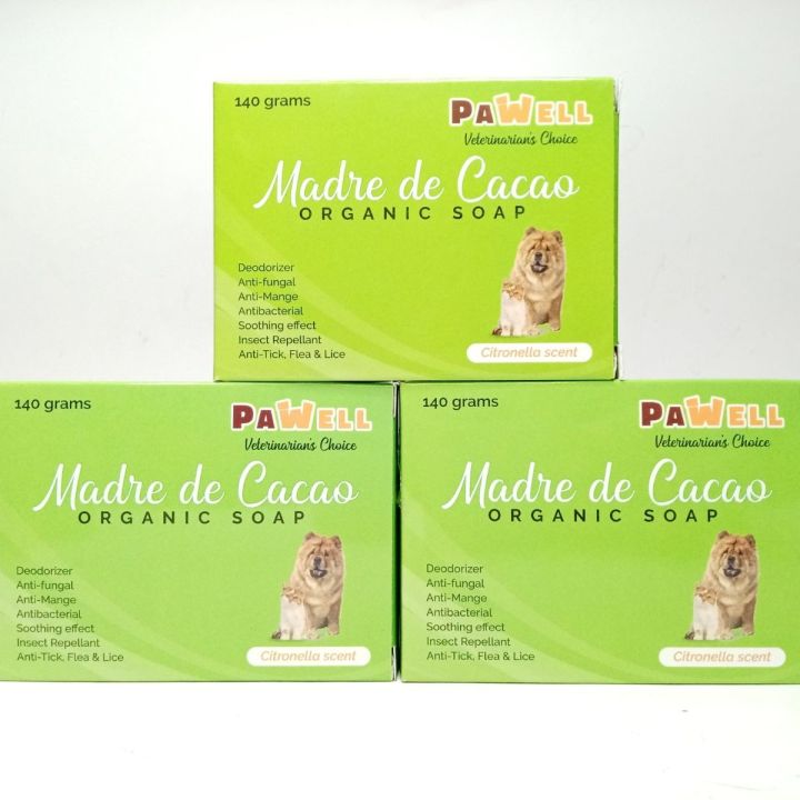 [VET SUPPORT] 3BOX 140g PAWELL MADRE DE CACAO ORGANIC SOAP/SABON PANG ASO AT PUSA