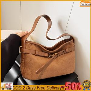 【24 hours delivery】 PU Leather Large Capacity Shoulder Bag Belt Design Underarm Bag for Women Ladies Work Shopping Travel Daily Use