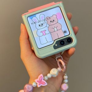 Tosca Macaron Warna Manis Soft Case Dengan Rantai Ponsel Untuk Samsung Zflip 5