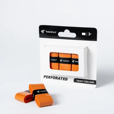 Tackly Perforated Overgrip Pack 3pcs -Orange Brown Grip Padel Badminton Tennis