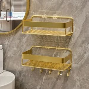 Gold storage rack bathroom storage rack wall mounted tripod shampoo and shower gel storage rack bathroom accessories