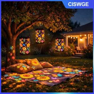 CISWGE Một treo năng lượng mặt trời đèn lồng ngoài trời LED trang trí ánh sáng không thấm nước Vườn cỏ đèn cho Patio Pathway sân trang trí nội thất