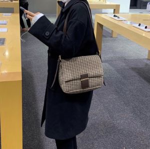 French houndstooth retro all-match woolen cloth bag messenger shoulder bag women flap bag.333