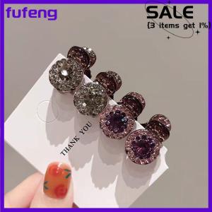 fufeng 2 4pcs Mini Round Rhinestone Hair Claw Retro Zircon Women Girls Claw Clip Small Hairpins Hair Crabs Girls Hair Accessories 