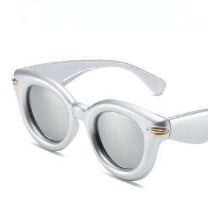 JN IMPRESSION แว่นกันแดดกรอบวงรีสีขนาดใหญ่แฟชั่นละเอียดอ่อนกรอบทรงกลมเทรนด์แว่นตากันแดดปาร์ตี้