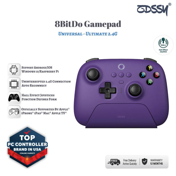  8Bitdo Ultimate 2.4G Wireless Controller, Hall Effect Joystick  Update, Gaming Controller with Charging Dock for PC, Android, Steam Deck &  Apple (Purple) : Video Games