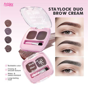 Ashley Shine StayLock Duo Brow Cream 2 Shades Buildable Brow Pomade Waterproof Sweat Resistant Eyebrow Cream With Mini Brush AS5166
