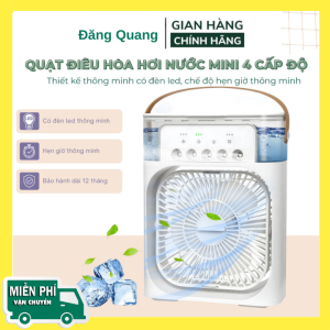 Quạt điều hoà mini có tích điện quạt hơi nước để bàn 3 chế độ gió dung tích bình chứa nước 600ml tích hợp đèn led bảo hành 12 tháng