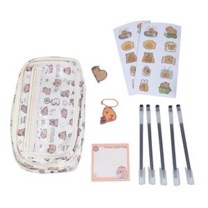 Đa-Hai Lớp Bút Chì Trường Hợp Phim Hoạt Hình Capybara túi đựng bút dung tích lớn Túi đựng bút chì Với Trâm Sticker Túi đựng bút chì Cho Sinh Viên
