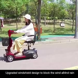 COVNBXN 4-Wheel Mobility Scooter for Seniors & s - Heavy Duty 300 lbs Capacity Detachable Battery 3-Speed Control Folding Design Ideal for Indoor/Outdoor Use - Red Disability Scooter