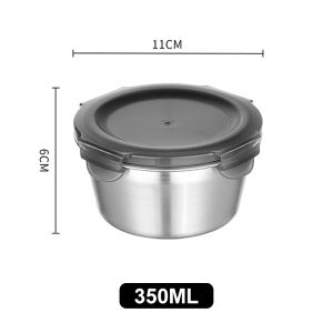Lunch Box 304 Food Grade Stainless Steel Fresh-Keeping Box Sealed Round Bowl With Lid Leakproof Large-Capacity Storage Food Container