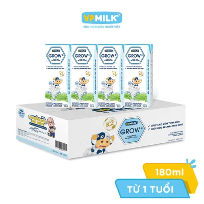 [Thùng 48 Hộp 180ml] Sữa Tiệt Trùng VPMilk Grow+ Ít Đường Cho Bé Từ 1 Tuổi